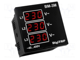 Voltmeter; digital,mounting; 40÷400V; on panel; True RMS; LCD x3