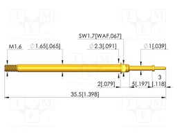 Test needle; Spring compression: 4mm; 5mm; 8A; CuBe; gold-plated