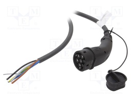 Cable; wires,Type 2; 7.5m; three-phase; 5x6mm2+1x0,5mm2; 32A; 480V