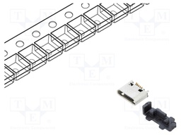 Socket; USB B micro; SMT; PIN: 5; vertical; USB 2.0; 1.8A