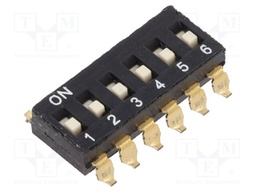 Switch: DIP-SWITCH; Poles number: 6; OFF-ON; 0.025A/24VDC; Pos: 2/6
