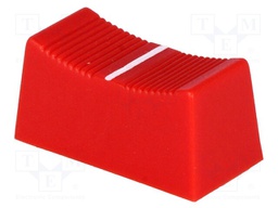 Knob: slider; Colour: red; 23x11x11mm; Mat: plastic; Pointer: white