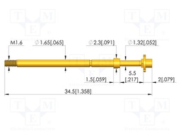 Test needle; Spring compression: 4mm; 5mm; 8A; CuBe; gold-plated