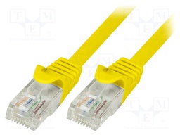 Patch cord; U/UTP; 5e; stranded; CCA; PVC; yellow; 2m; 26AWG