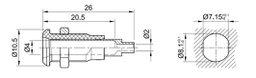 Socket; 4mm banana; 25A; white; nickel plated; Overall len: 26mm