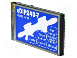 Display: LCD; graphical; 240x128; STN Negative; blue; 113x70mm; LED