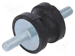 Vibration damper; M6; Ø: 25mm; rubber; L: 20mm; Thread len: 18mm