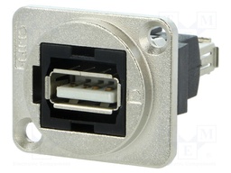 Coupler; USB A socket,both sides; FT; USB 2.0; metal; 19x24mm
