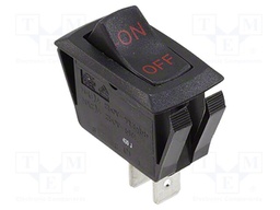 ROCKER; SPST-NO; Pos: 2; OFF-ON; 16A/250VAC; black-red; none; RSC