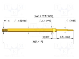 Test needle; Spring compression: 4mm; 5mm; 5A; CuBe; gold-plated