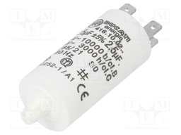 Capacitor: motors, run; 2.5uF; 425VAC; Ø28x55mm; -25÷85°C; ±5%