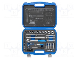 Wrench-set; 6-angles,rattle,socket bits,socket spanner; 69pcs.