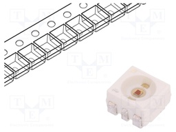 LED; SMD; 3528,PLCC6; amber; 15100÷37800mlm; 4500÷14000mcd; 120°