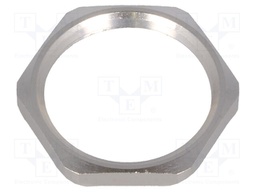 Nut; with earthing; PG13,5; brass; nickel; D: 3mm; Spanner: 23mm