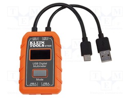 Tester: USB socket; LCD; VDC: 3÷20V; I DC: 50mA÷3A; 0÷400Ω; IP20