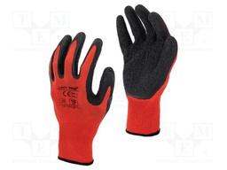 Protective gloves; Size: 8; black-red; latex,polyester; 12pcs.