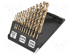 Drill set; for metal; high speed steel; plastic cassette; 13pcs.