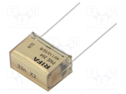 Capacitor: paper; X2; 33nF; 660VAC; Pitch: 20.3mm; ±20%; THT; 1500VDC