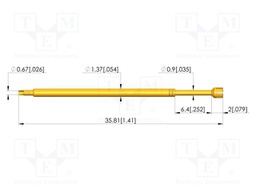 Test needle; Spring compression: 4.3mm; 6.35mm; 8A; CuBe; Ø: 1.8mm