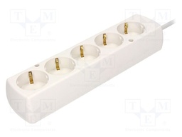 Extension lead; 3x1.5mm2; Schuko; Sockets: 5; PVC; white; Len: 1.5m