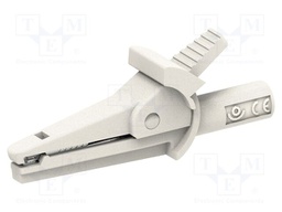 Crocodile clip; 10A; white; Overall len: 51mm; Grip capac: max.9mm