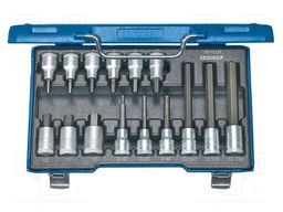 Kit: socket bits; case; hex key; Kit: socket bits; 1/2"; 15pcs.