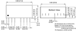 Converter: DC/DC; 5W; Uin: 18÷75V; 15VDC; Iout: 334mA; SIP8; 4.8g