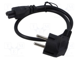 Cable; 3x0.75mm2; CEE 7/7 (E/F) plug angled,IEC C5 female; PVC