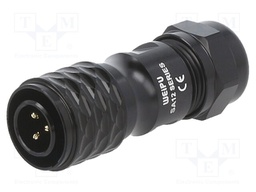 Circular; plug; male; SA12; PIN: 3; IP67; 13A; soldering; for cable
