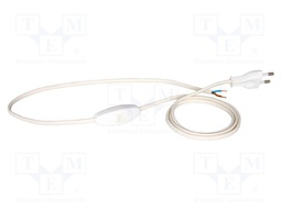 Cable; 2x0.75mm2; CEE 7/16 (C) plug,wires; PVC; 2m; white; 16A