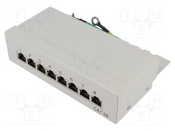 Patch panel; RJ45; Cat: 5e; Colour: grey; surface-mounted