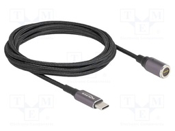 Cable; magnetic; 8pin plug,USB C plug; 1.8m; black; textile; 3A