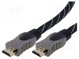 Cable; HDMI 1.4; HDMI plug,both sides; 3m; grey-black