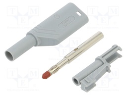 Connector: 4mm banana; plug; 24A; 1kVDC; grey; 0.5÷2.5mm2; on cable