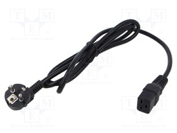 Cable; 3x1.5mm2; CEE 7/7 (E/F) plug angled,IEC C19 female; PVC