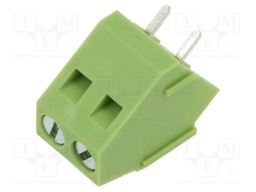 PCB terminal block; angled 45°; 5mm; ways: 2; on PCBs; 2.5mm2; 10A