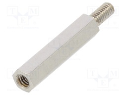 Screwed spacer sleeve; Int.thread: M2,5; 18mm; Ext.thread: M2,5