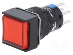 Switch: push-button; Pos: 2; 5A/250VAC; ON-ON; red; IP65; 18x18mm