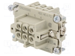 Connector: rectangular; female; PIN: 6; 6+PE; size 3; screws; 24A