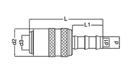 Quick connection coupling; straight,with valve; 10bar; Seal: FPM