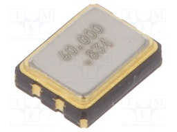 Resonator: quartz; 60MHz; 15pF; SMD; Body dim: 3.2x2.5x1.1mm; 10ms