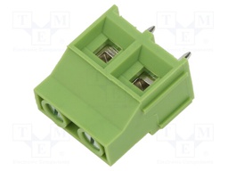 PCB terminal block; angled 90°; 9.5mm; ways: 2; on PCBs; terminal