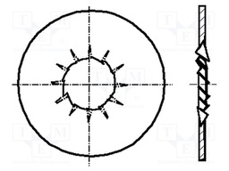 Washer; internally serrated; M6; D=14.2mm; h=0.7mm; spring steel