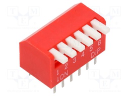 Switch: DIP-SWITCH; Poles number: 6; OFF-ON; 0.025A/24VDC; Pos: 2/6
