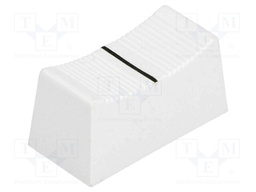 Knob: slider; Colour: white; 23x11x11mm; Mat: plastic