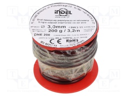 Coil wire; single coated enamelled; 3mm; 200g; -65÷200°C; Core: Cu