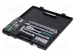 Kit: socket bits; case; 6-angles,hex key,socket spanner; 38pcs.