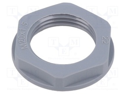 Nut; M20; polyamide; 26mm; grey; Thread: metric; Pitch: 1.5; Entrelec