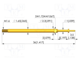 Test needle; Spring compression: 4mm; 5mm; 5A; CuBe; gold-plated