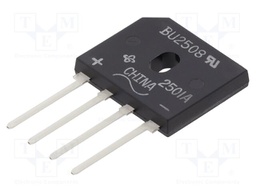 Bridge Rectifier Diode, Single Phase, 800 V, 25 A, SIP, 1.05 V, 4 Pins